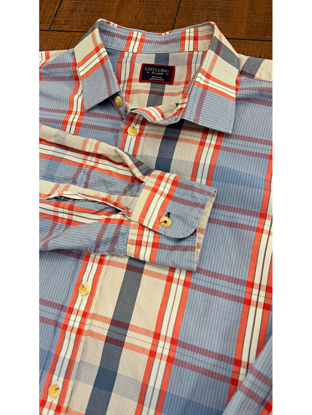 UNTUCKit Men’s XL Plaid Woven Cotton Long Sleeve Button-Up